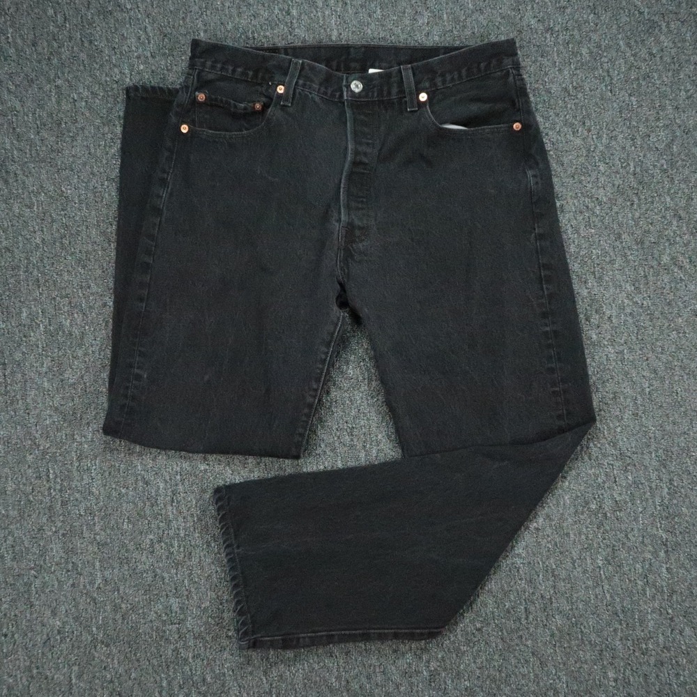 VINTAGE Levis Jeans Mens 34x30 Black 501 Original Fit Straight 5 Pocket USA